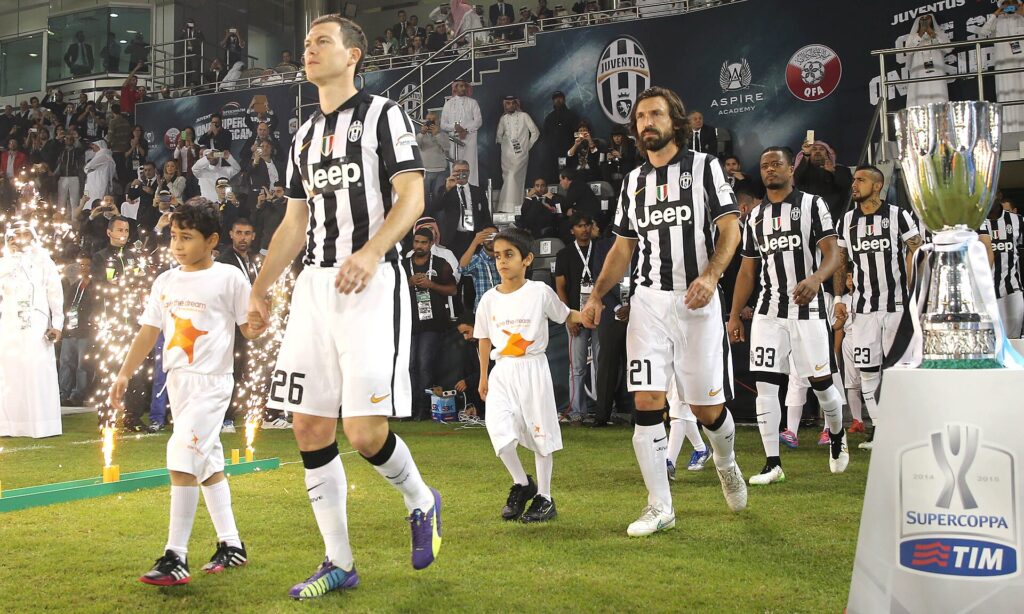 Il nuovo CT Andrea Pirlo alla Juventus, in campo con la Juventus prima della finale di Supercoppa Italiana 2014 contro il Napoli a Doha