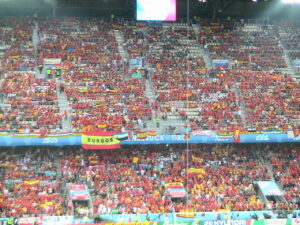Tifosi spagnoli allo stadio durante Spagna-Russia agli Europei 2008