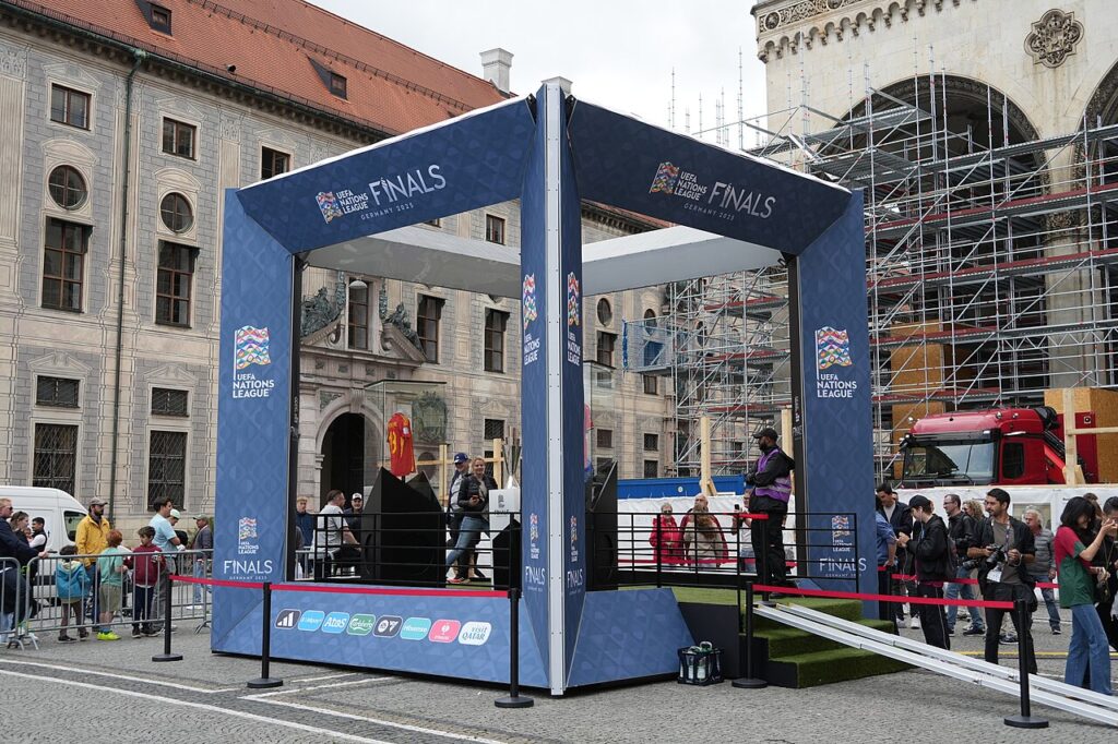 Stand promozionale della Nations League a Monaco di Baviera